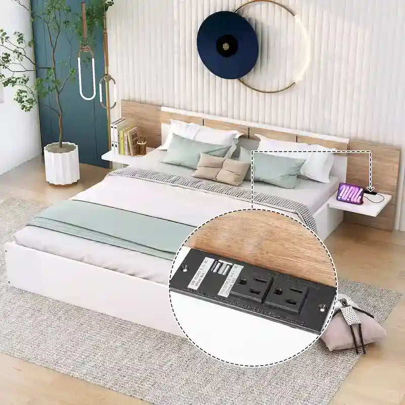 Lit plateforme queen-size avec tête de lit