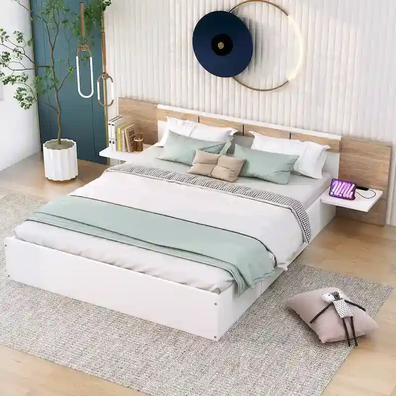 Lit plateforme queen-size avec tête de lit