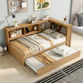 Lit de repos double avec lit gigogne, armoires de rangement et ports USB