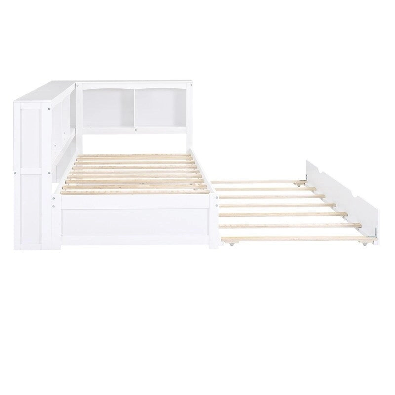 Lit de repos double avec lit gigogne, armoires de rangement et ports USB
