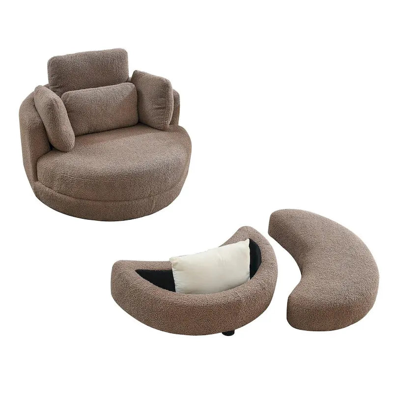 Fauteuil pivotant surdimensionné 39W, pouf de rangement lune, causeuse pivotante circulaire, fauteuils baquets, canapé douillet, chaise longue, 4 oreillers