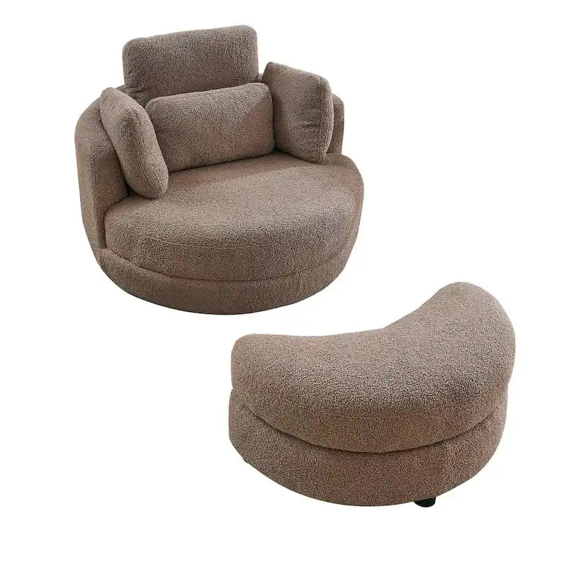 Fauteuil pivotant surdimensionné 39W, pouf de rangement lune, causeuse pivotante circulaire, fauteuils baquets, canapé douillet, chaise longue, 4 oreillers
