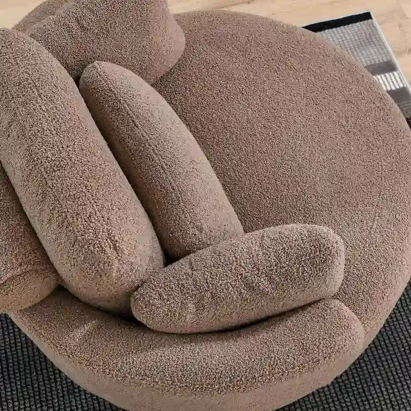 Fauteuil pivotant surdimensionné 39W, pouf de rangement lune, causeuse pivotante circulaire, fauteuils baquets, canapé douillet, chaise longue, 4 oreillers
