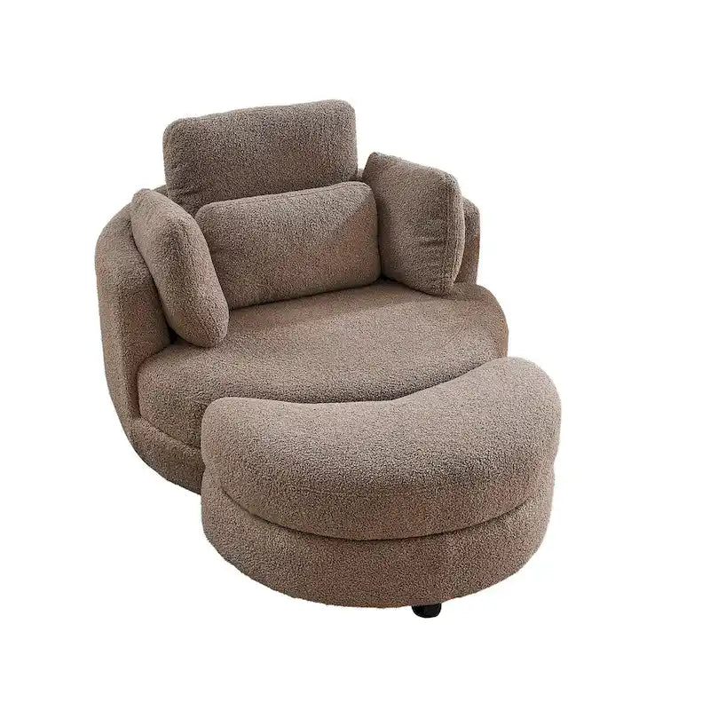 Fauteuil pivotant surdimensionné 39W, pouf de rangement lune, causeuse pivotante circulaire, fauteuils baquets, canapé douillet, chaise longue, 4 oreillers