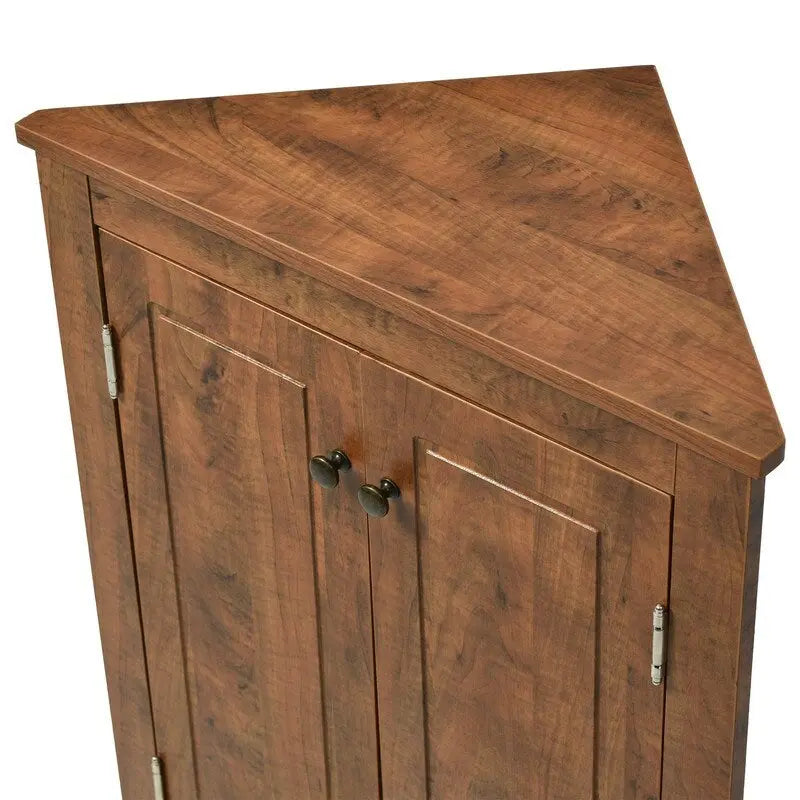 Meuble de rangement d'angle autoportant pour salle de bain avec étagères réglables