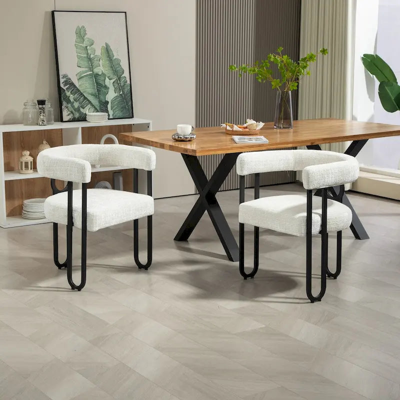 Chaises de salle à manger d'appoint rembourrées en chenille/cuir, lot de 2