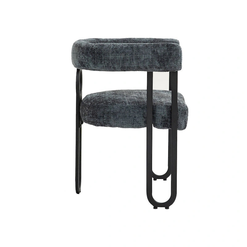 Chaises de salle à manger d'appoint rembourrées en chenille/cuir, lot de 2