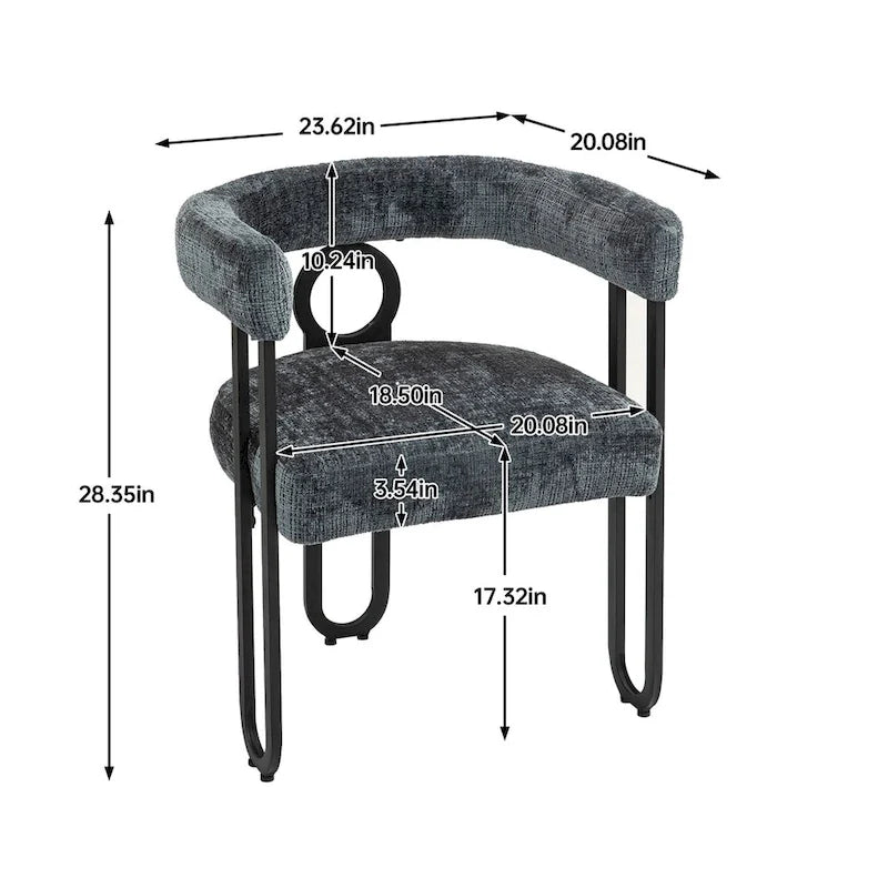Chaises de salle à manger d'appoint rembourrées en chenille/cuir, lot de 2