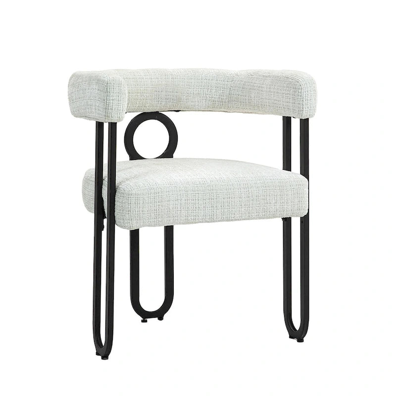 Chaises de salle à manger d'appoint rembourrées en chenille/cuir, lot de 2