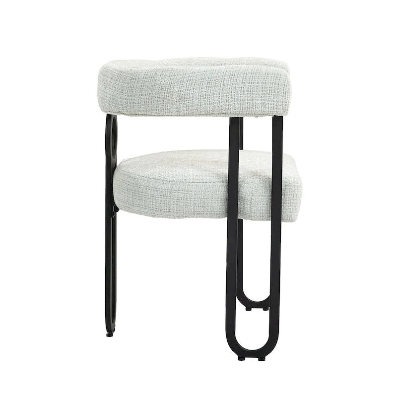 Chaises de salle à manger d'appoint rembourrées en chenille/cuir, lot de 2