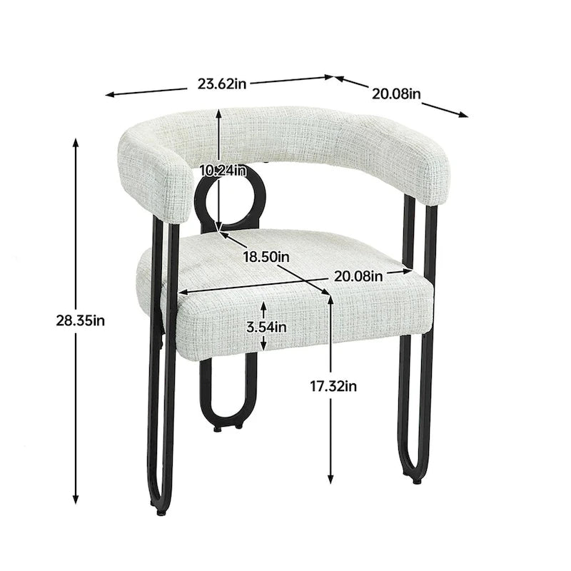 Chaises de salle à manger d'appoint rembourrées en chenille/cuir, lot de 2