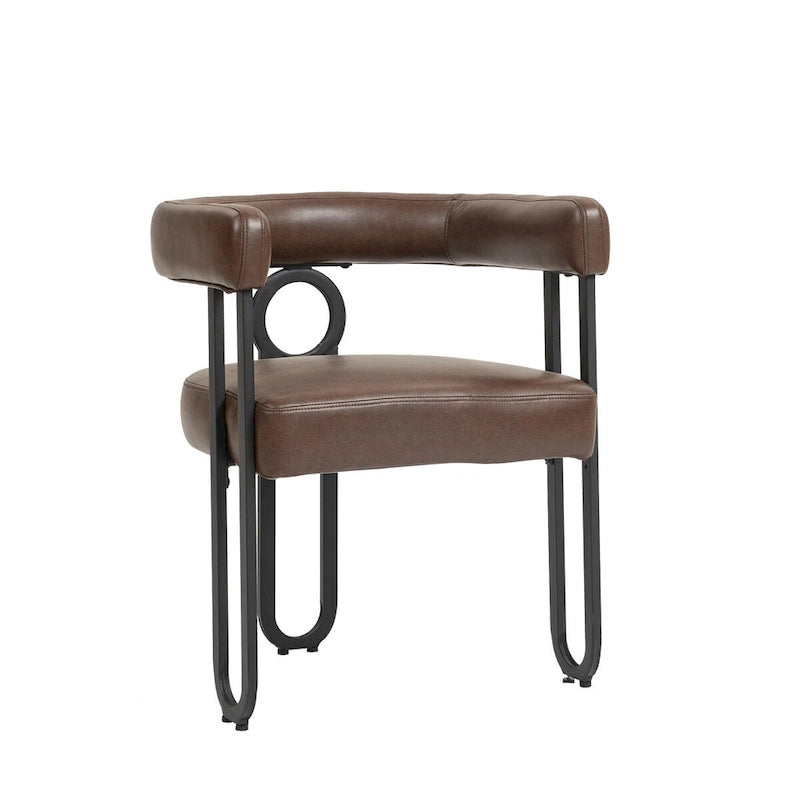 Chaises de salle à manger d'appoint rembourrées en chenille/cuir, lot de 2