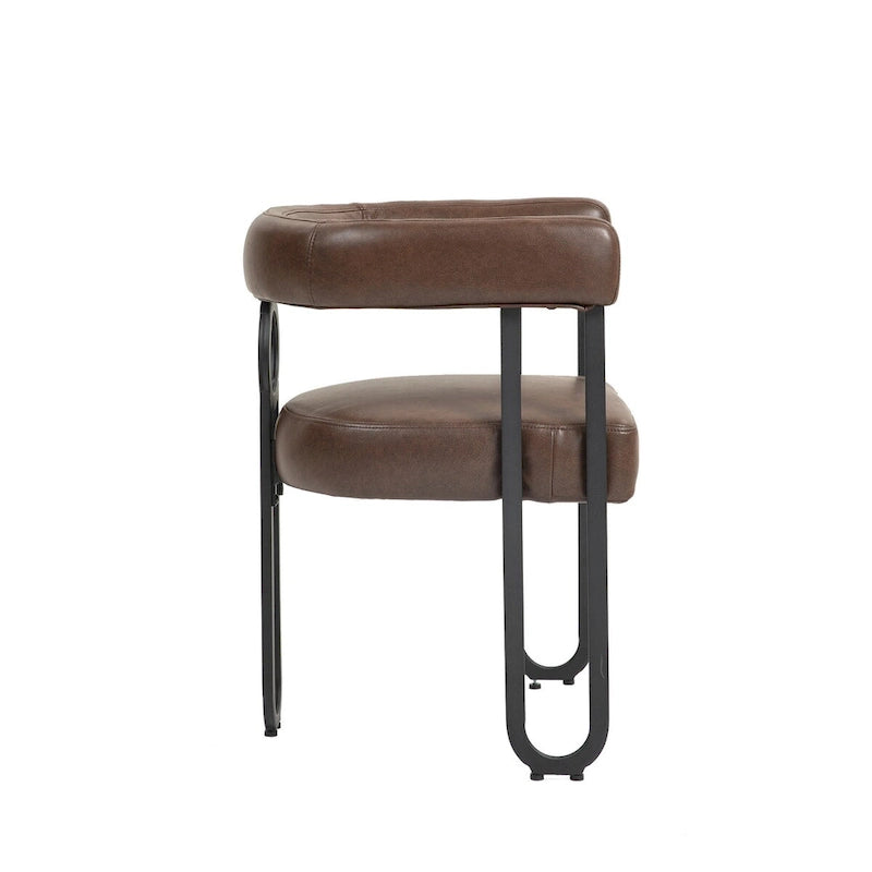 Chaises de salle à manger d'appoint rembourrées en chenille/cuir, lot de 2