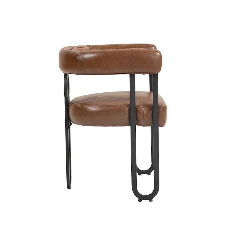 Chaises de salle à manger d'appoint rembourrées en chenille/cuir, lot de 2