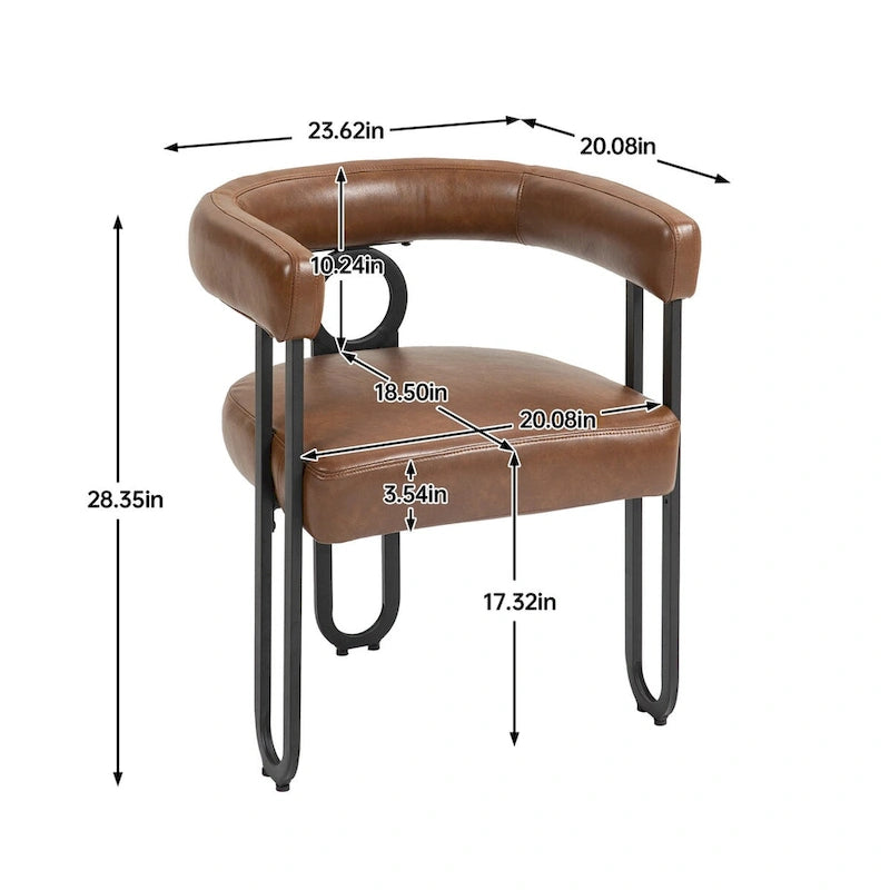 Chaises de salle à manger d'appoint rembourrées en chenille/cuir, lot de 2