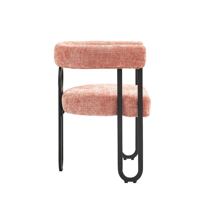 Chaises de salle à manger d'appoint rembourrées en chenille/cuir, lot de 2
