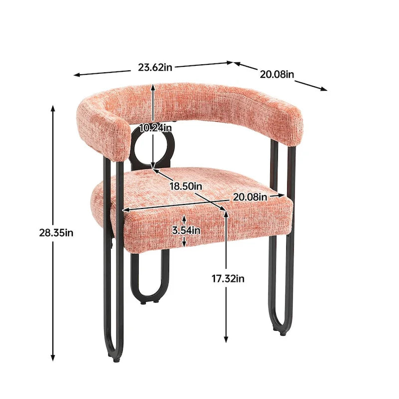 Chaises de salle à manger d'appoint rembourrées en chenille/cuir, lot de 2