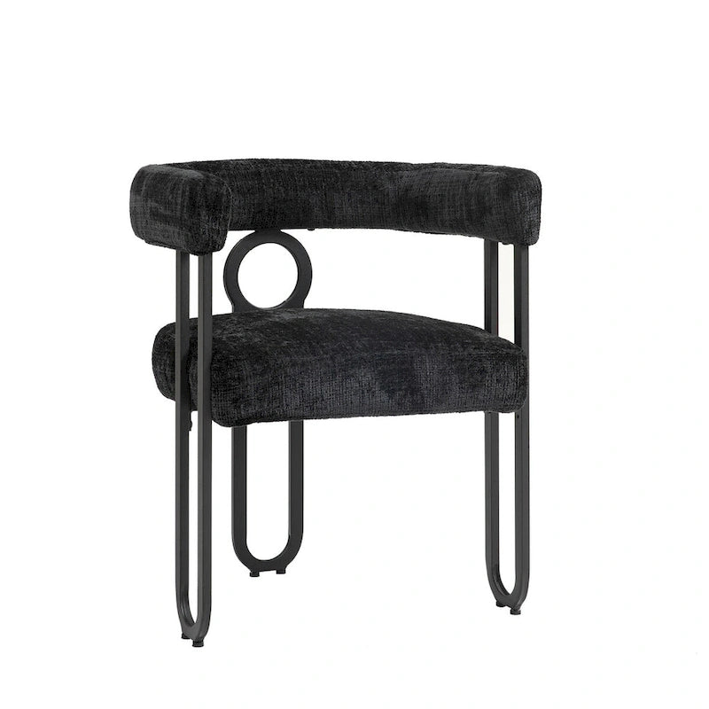 Chaises de salle à manger d'appoint rembourrées en chenille/cuir, lot de 2