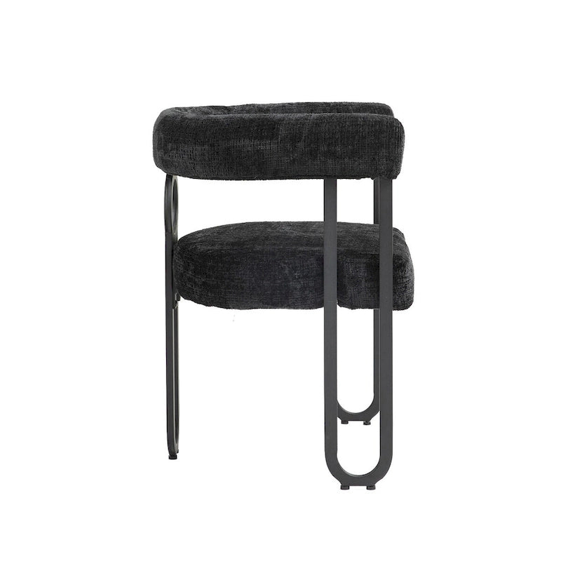 Chaises de salle à manger d'appoint rembourrées en chenille/cuir, lot de 2